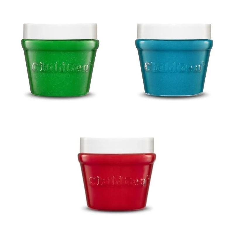 Set de 3 botes de plastilina natural 125 gr. Verde, azul, rojo · ChildGen