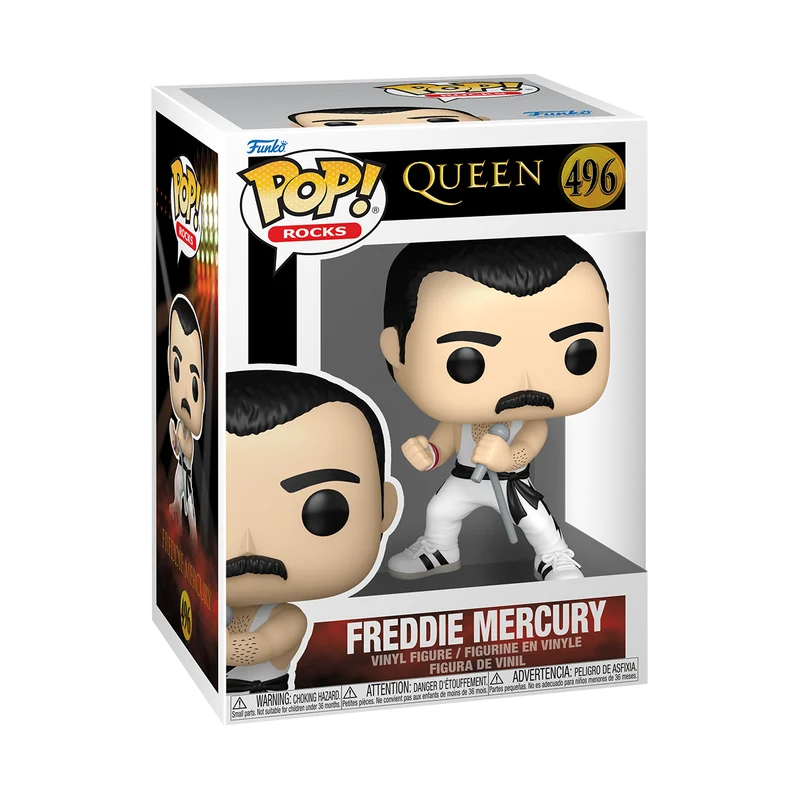 Funko Pop Rocks: Queen - Freddy Mercury playera blanca