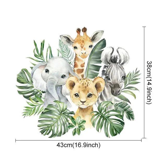 Boho African Animal Wall Decals - Giraffe & Elephant Art