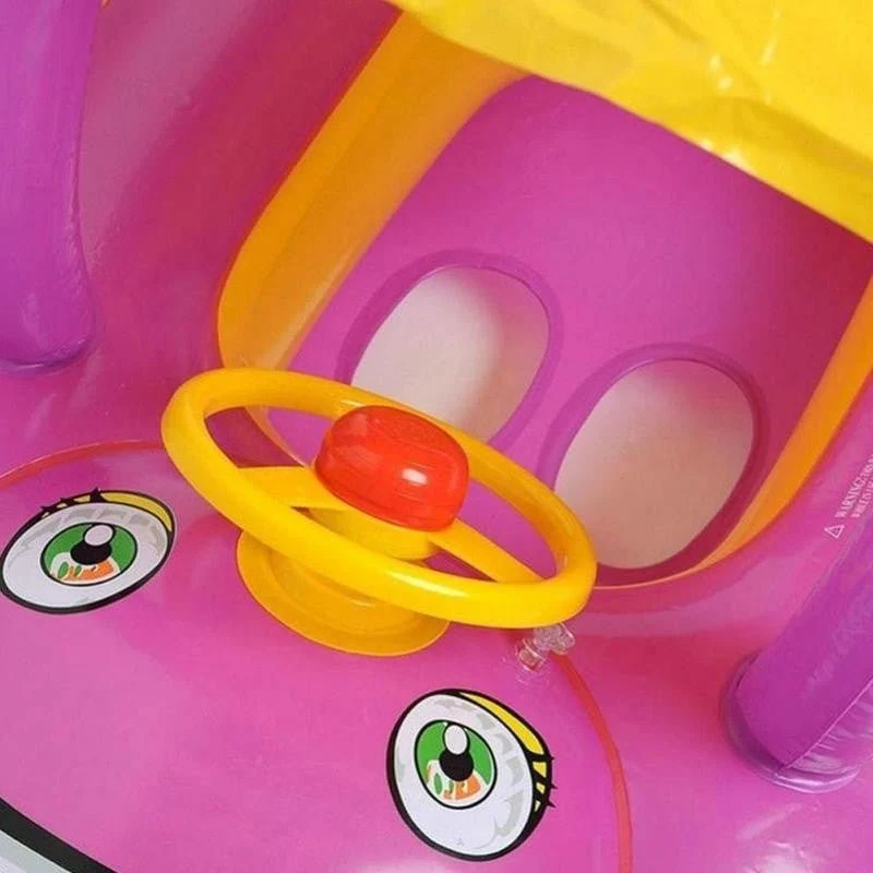 Baby Pool Float with Canopy Summer Steering Wheel