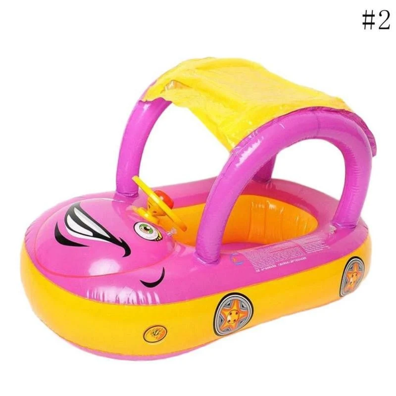 Baby Pool Float with Canopy Summer Steering Wheel