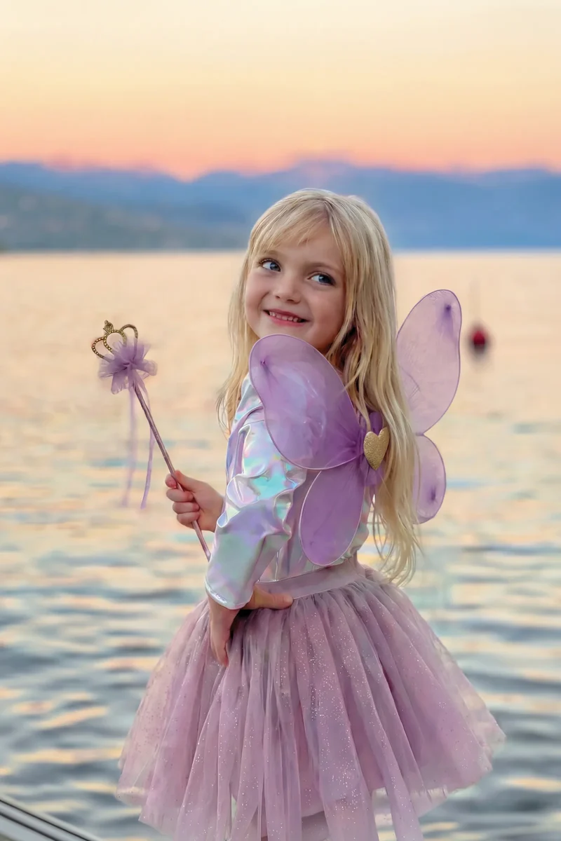 Falda Fairy Princess con alas y varita Purple · Great Pretenders 4-6 años