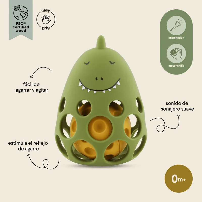 Sonajero sensorial de silicona - Mr. Dino · Trixie