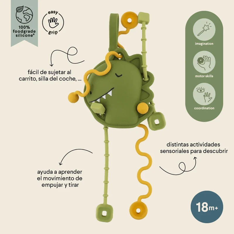 Juguete sensorial de silicona para tirar - Mr. Dino · Trixie