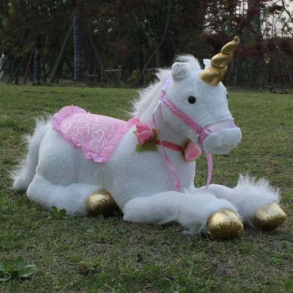 85cm Jumbo White Unicorn Plush Giant Stuffed Animal Horse Toy
