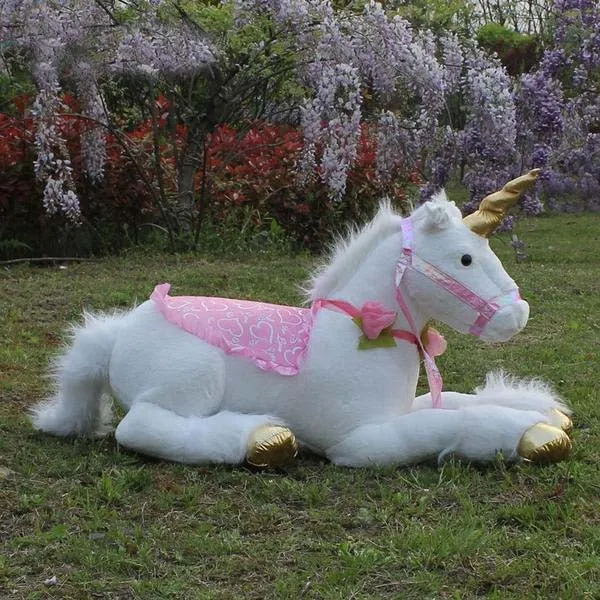 85cm Jumbo White Unicorn Plush Giant Stuffed Animal Horse Toy