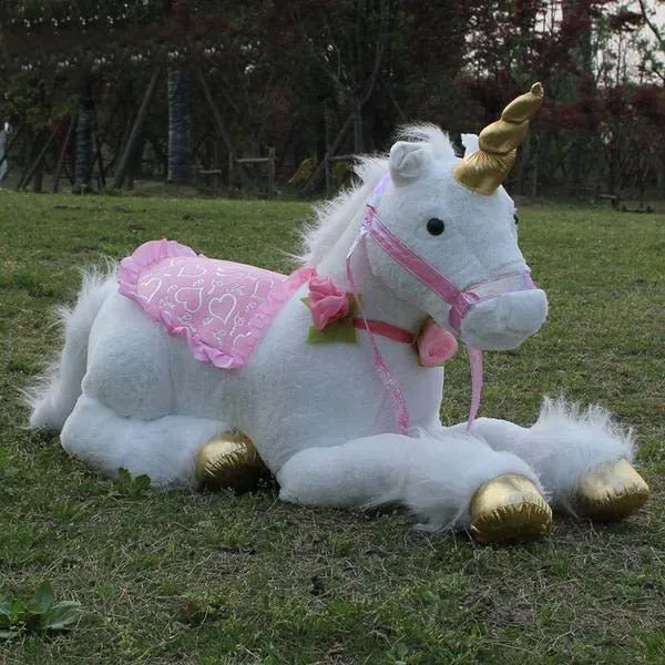 85cm Jumbo White Unicorn Plush Giant Stuffed Animal Horse Toy