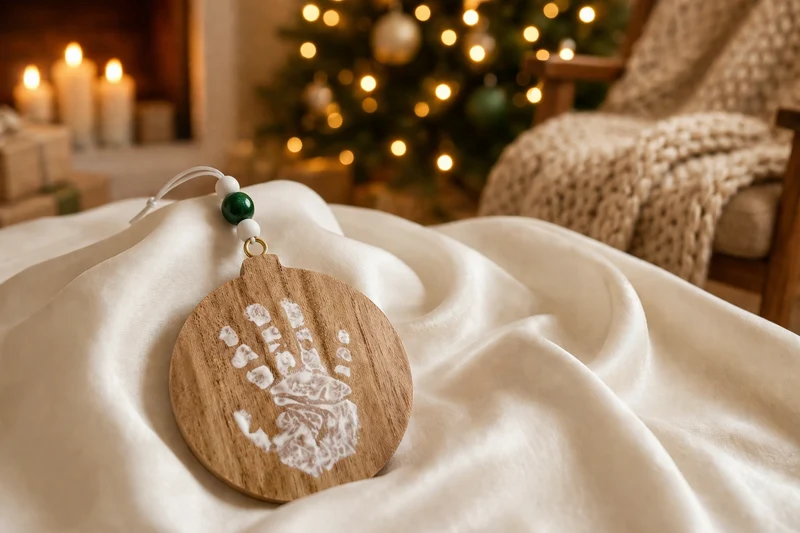 Bola de Navidad con huella – Madera · Petit Artichaut