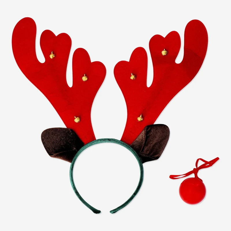 Reindeer hairband with red nose