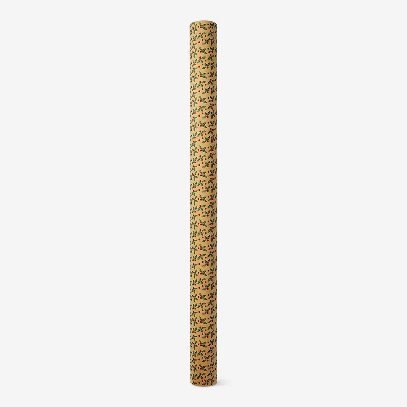10 m Wrapping paper with Christmas holly pattern