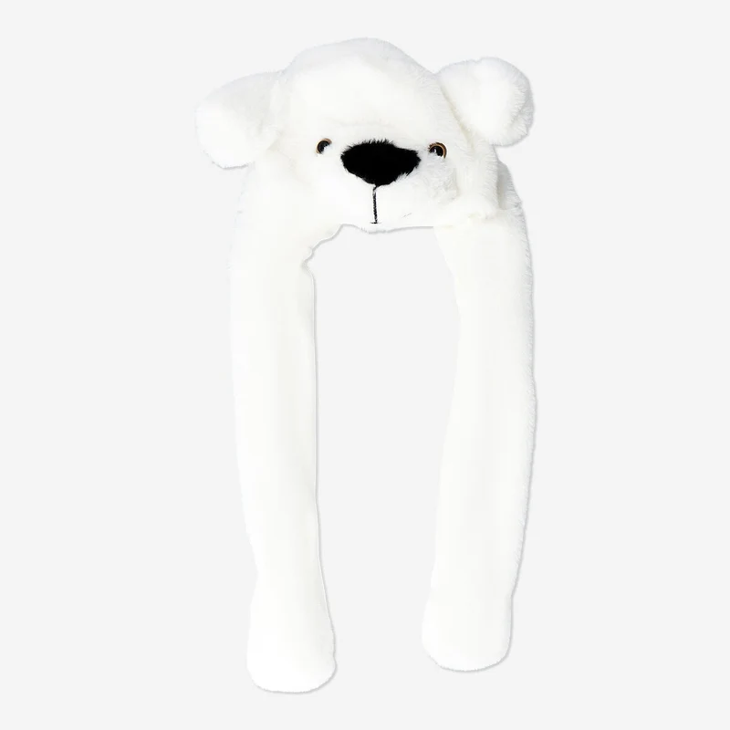 Polar bear hat with moving ears