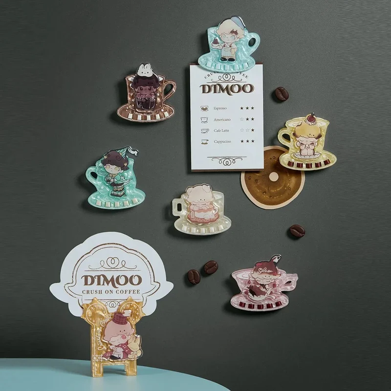 POP MART: DIMOO - Crush On Coffee Series - Acrylic Fridge Magnet Clip Blind Box