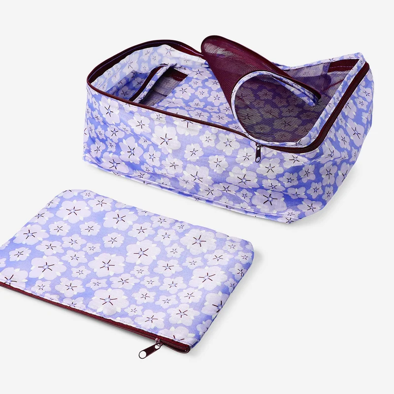 Purple floral organiser bags - 5 pcs