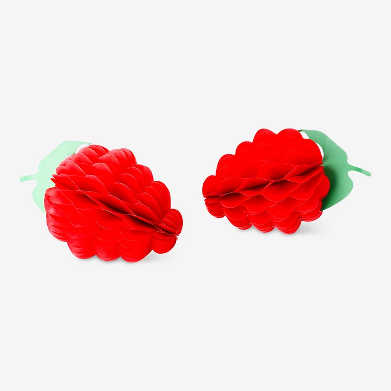 Honeycomb paper berry decorations - 2 pcs