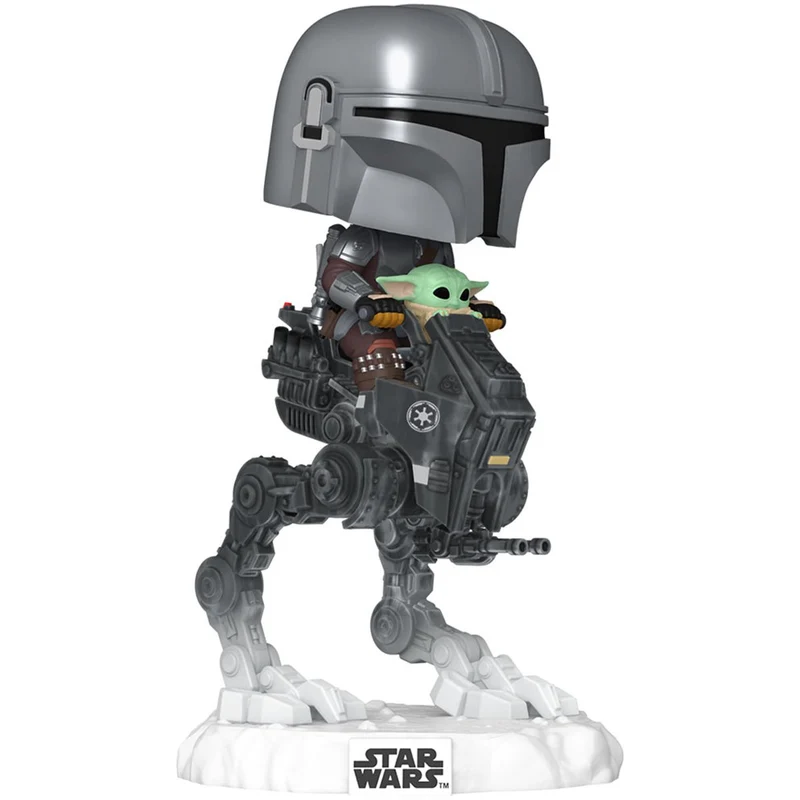 Funko Pop Rides Deluxe: Mando & Grogu - Mandaloriano con grogu en AR-RT