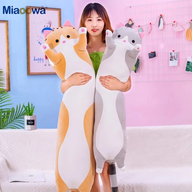 50/70cm Long Cat Plush Toy - Soft Nap Pillow & Home Decor