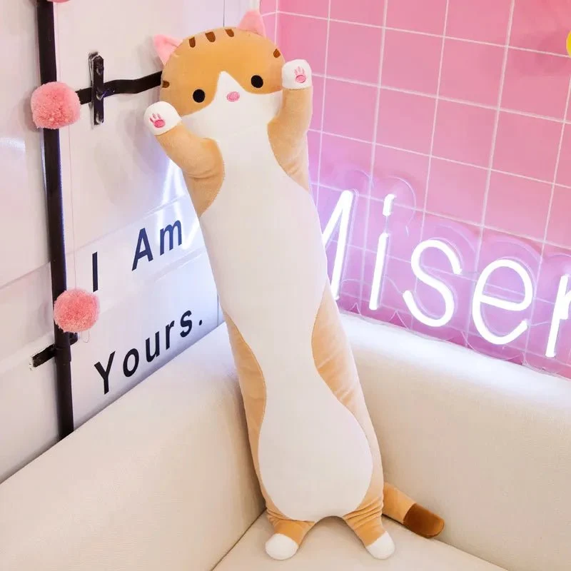 50/70cm Long Cat Plush Toy - Soft Nap Pillow & Home Decor