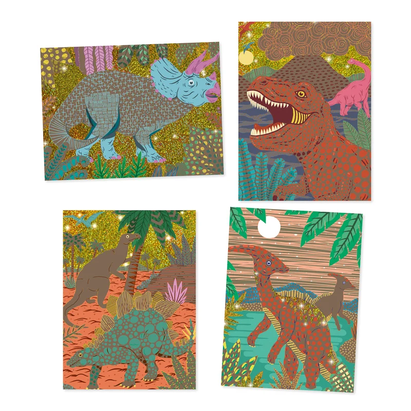 Cuadros para rascar El reino de los dinosaurios · DJECO