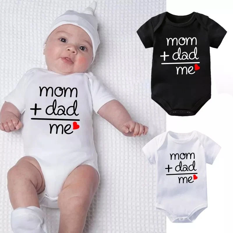 MAMA + DAD=ME Love Print Bodysuit 0-24M Cotton Romper