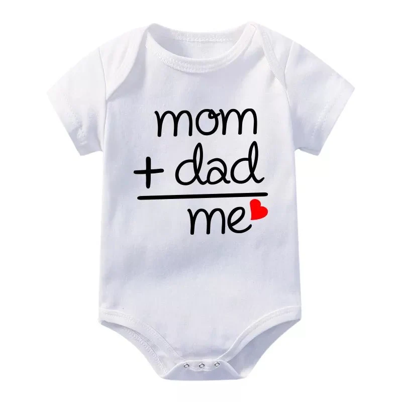 MAMA + DAD=ME Love Print Bodysuit 0-24M Cotton Romper