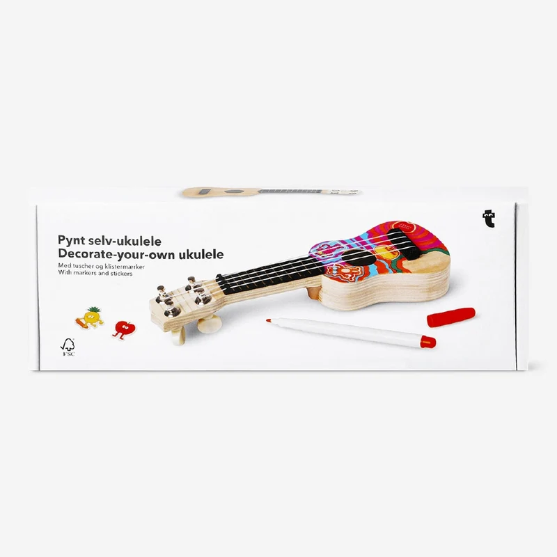 DIY ukulele with markers and stickers