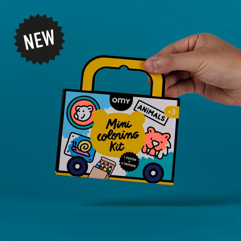 Mini Pocket Animales para colorear + 4 lápices · OMY