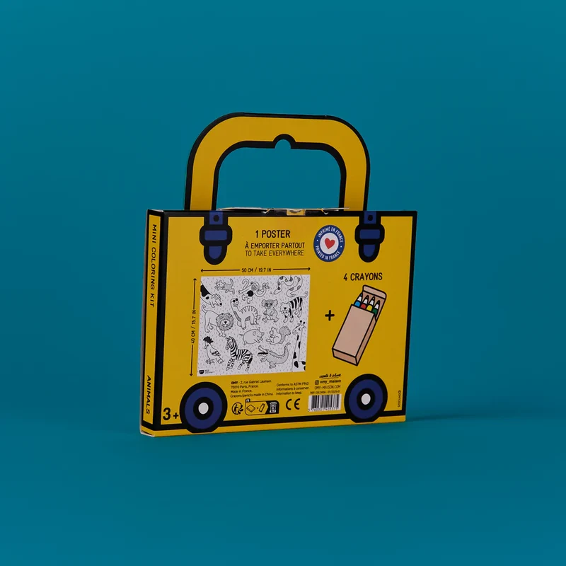 Mini Pocket Animales para colorear + 4 lápices · OMY