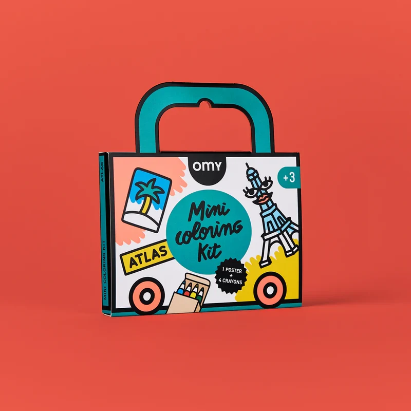 Mini Pocket Atlas para colorear + 4 lápices · OMY