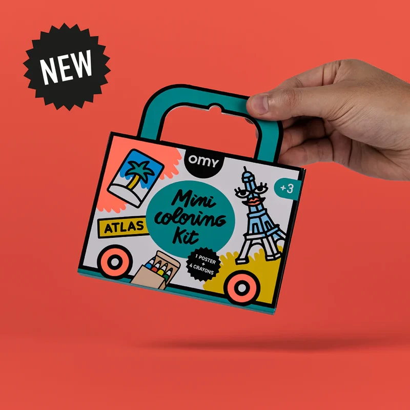 Mini Pocket Atlas para colorear + 4 lápices · OMY