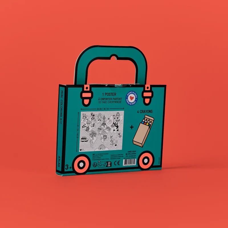 Mini Pocket Atlas para colorear + 4 lápices · OMY