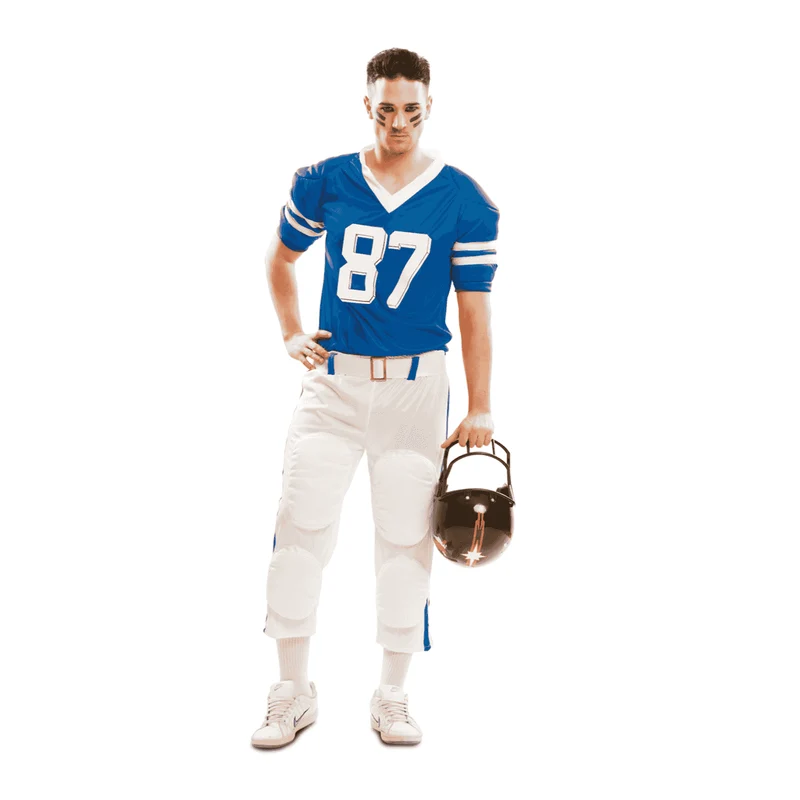 Disfraz de Jugador rugby azul adulto talla S