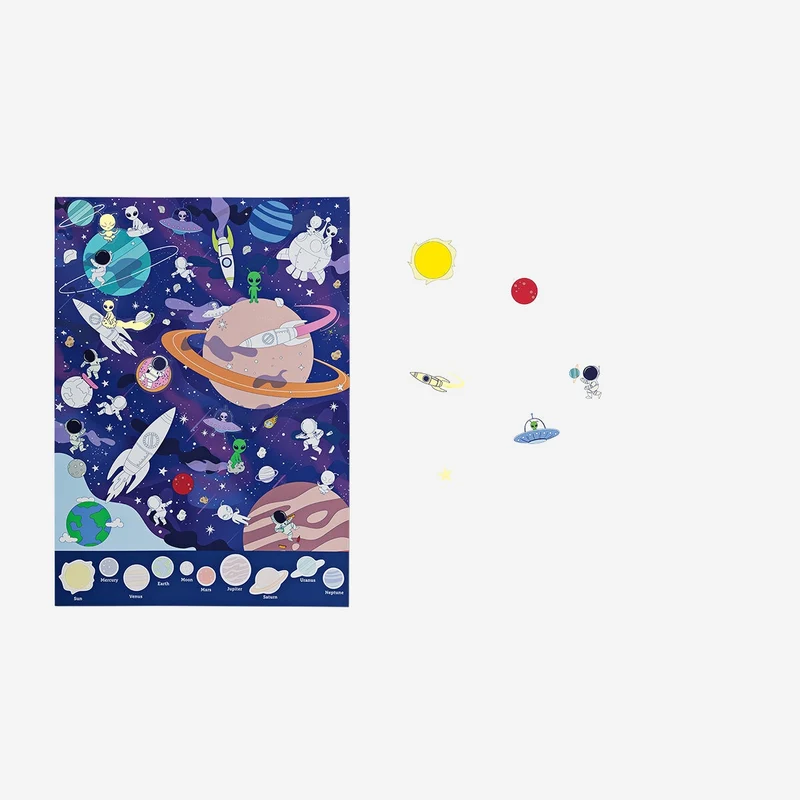 Space poster with stickers. 47 x 65 cm