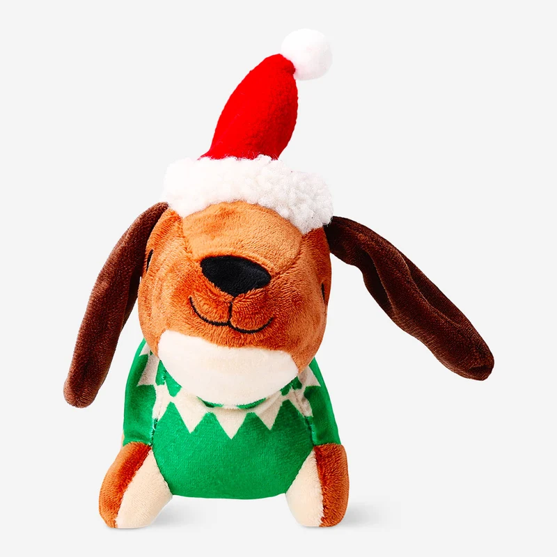 Pet toy - Sausage dog with Santa hat