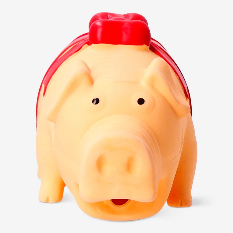 Pet chew toy - Pig wrapped with red ribbon