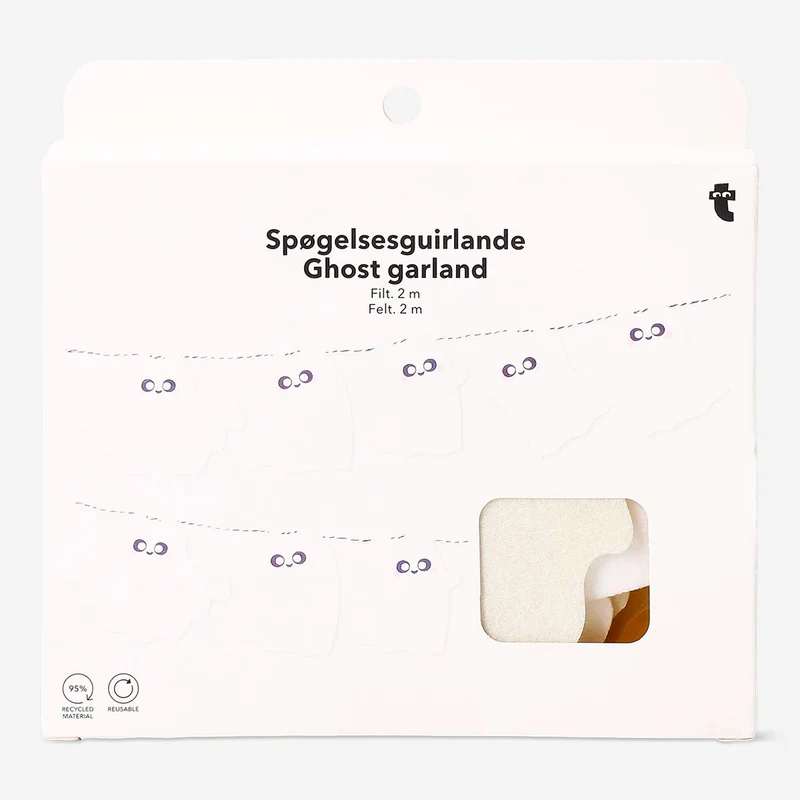 Halloween felt garland with ghosts - 200 cm