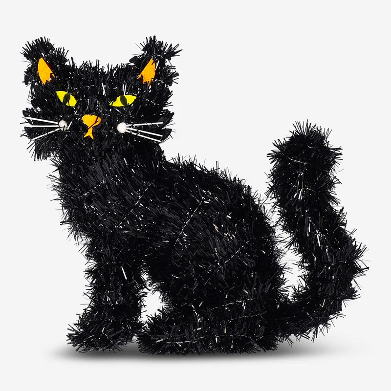 Decorative sitting black cat - 34 cm