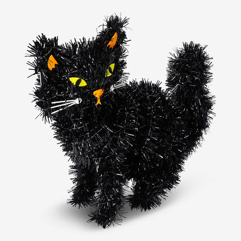Decorative sitting black cat - 34 cm