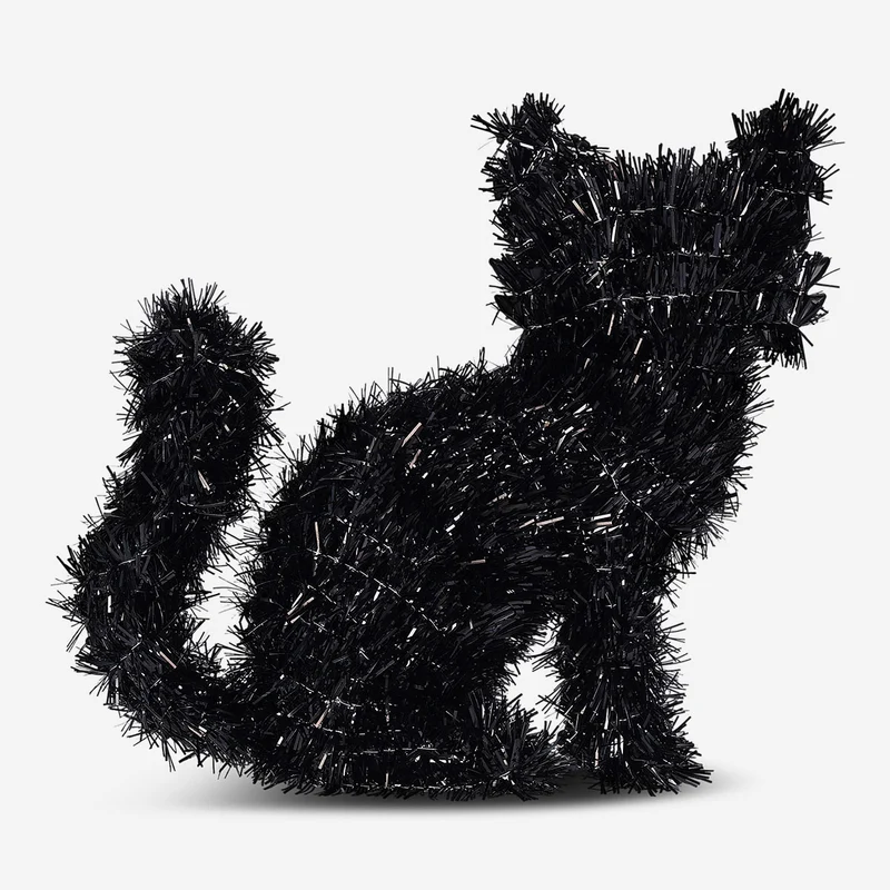 Decorative sitting black cat - 34 cm