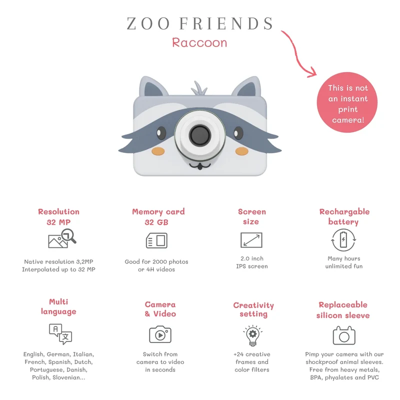 Cámara Fotográfica Zoo Friends Racoon · The Zoofamily