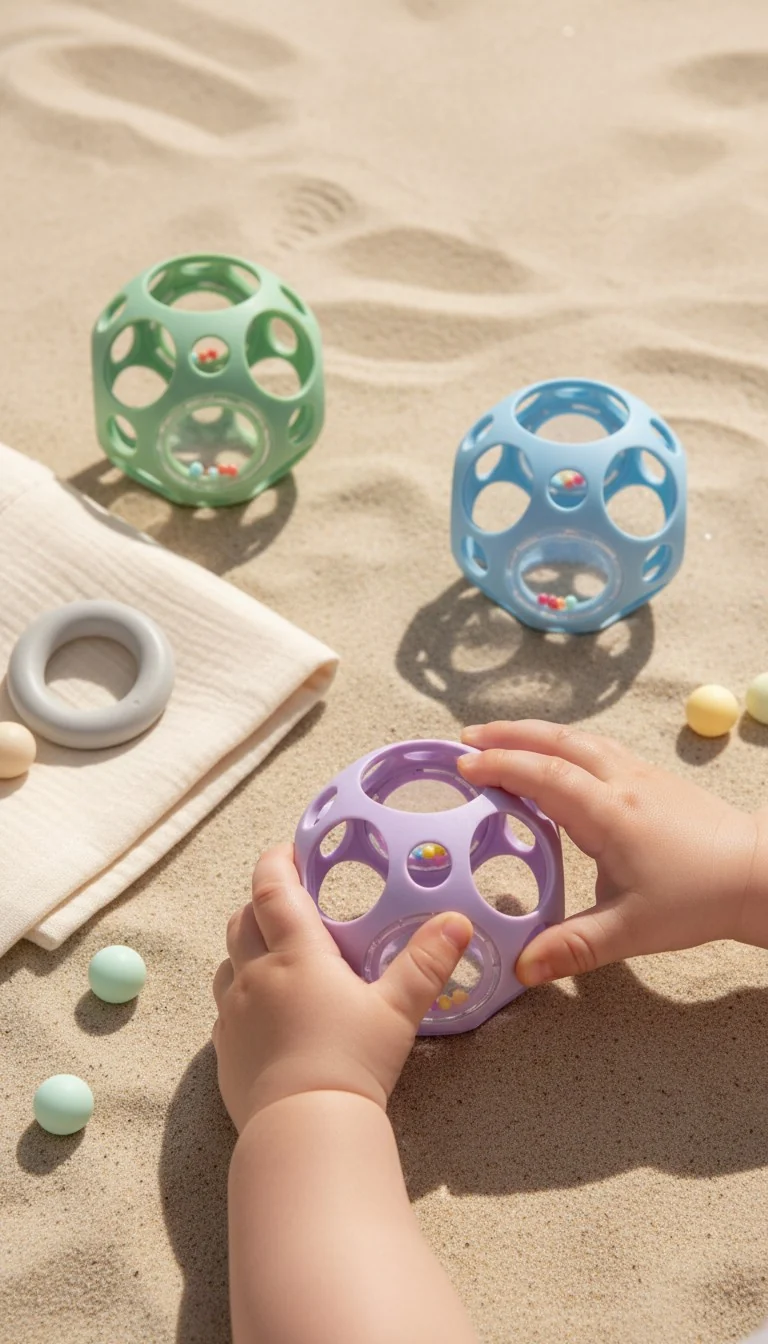 Pelota sensorial con sonajero · Little L