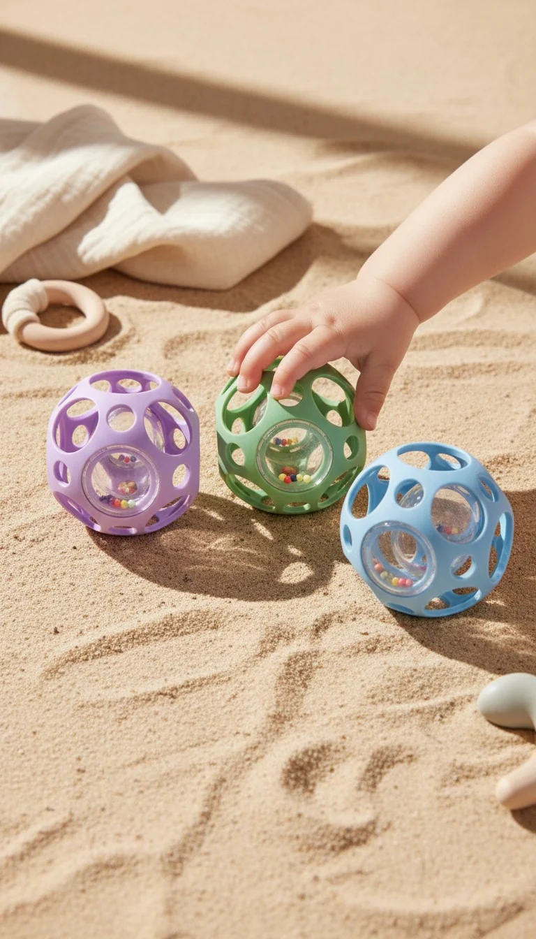 Pelota sensorial con sonajero · Little L