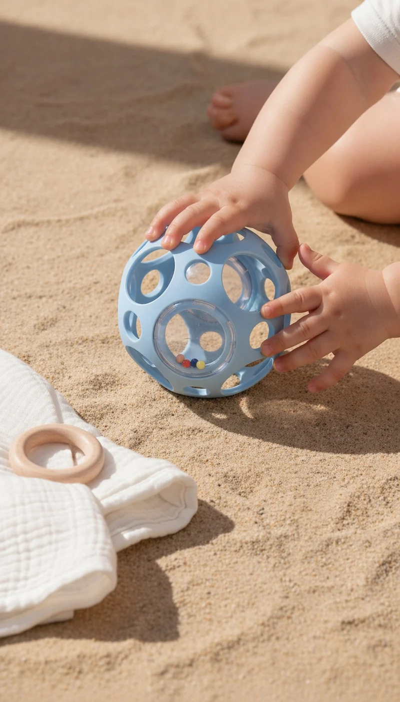 Pelota sensorial con sonajero · Little L