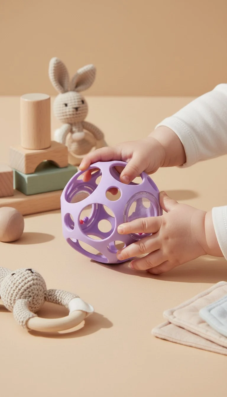Pelota sensorial con sonajero · Little L