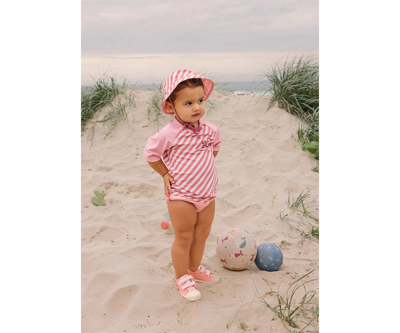 Camiseta Protección Solar Manga Corta · Stripes Bloom & Blush