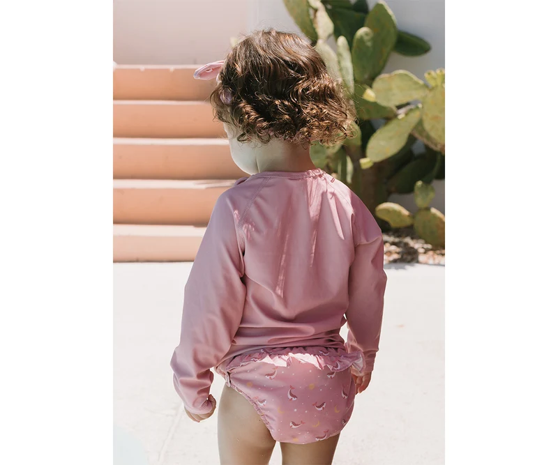 Bañador pañal volantes · Whale Pink