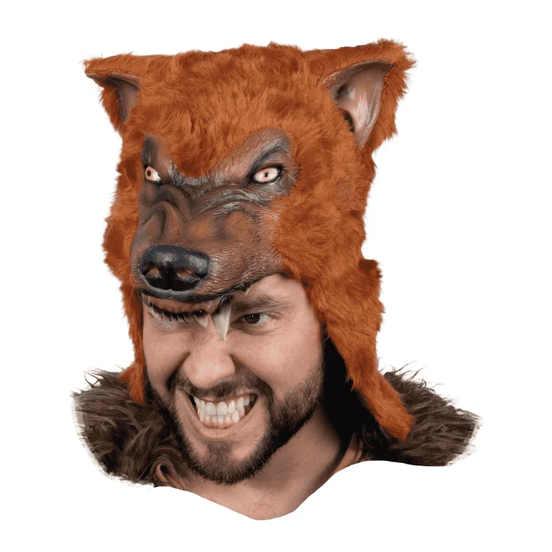 Casco Lobo color marrón para disfraz