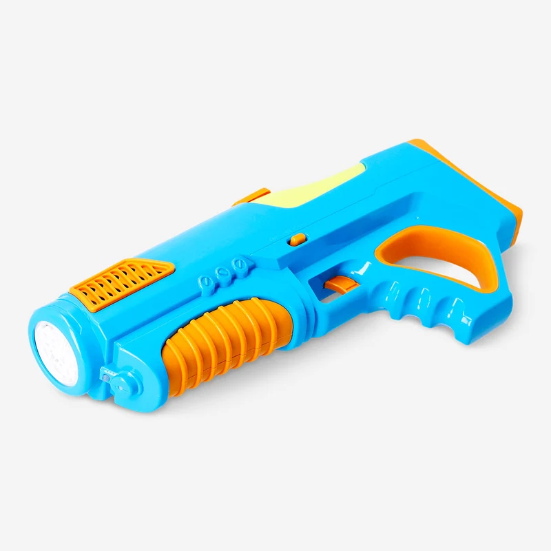 2-in-1 blue water blaster with soap bubbles
