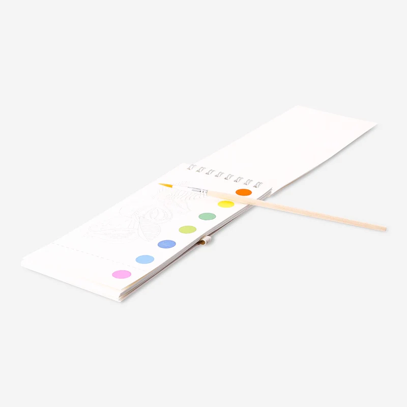 Watercolouring book with paint