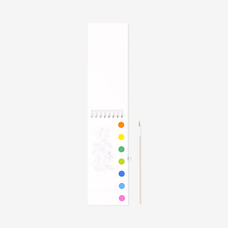 Watercolouring book with paint