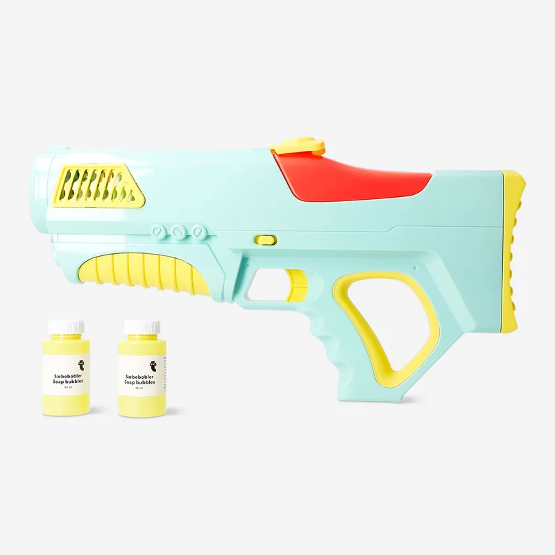 2-in-1 green water blaster with soap bubbles